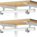 Wall Mounted Clothes Rack, with Top Shelf and Hanging Rod, Heavy Duty (2 PACK 11.8" x 15.7", White)