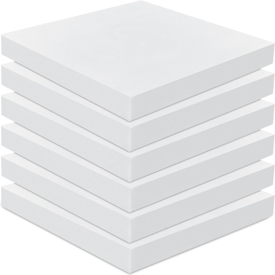 Frienda 6 Pack 2" X 26" X 26" Upholstery High Density Foam Cushion White Square Seat Replacement Cushion or Commercial Use Stuffing Craft Foam Couch Chair Padding DIY Projects