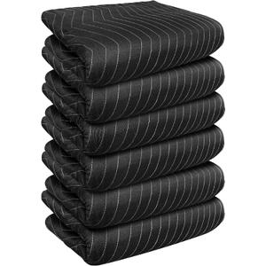 6 Padded Moving & Packing Blankets Heavy Duty - 80" x 72" Moving Blankets - Shipping Furniture Pads for Moving and Storage