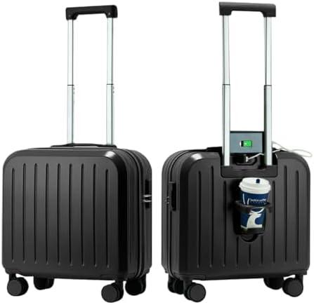18x14x8 Carry On Suitcase Hardside Built In TSA Lock & USB Port Lightweight Luggage Silent Double Spinner Wheels Maximum Underseat Carry-On Bag For American & United Approved Airlines