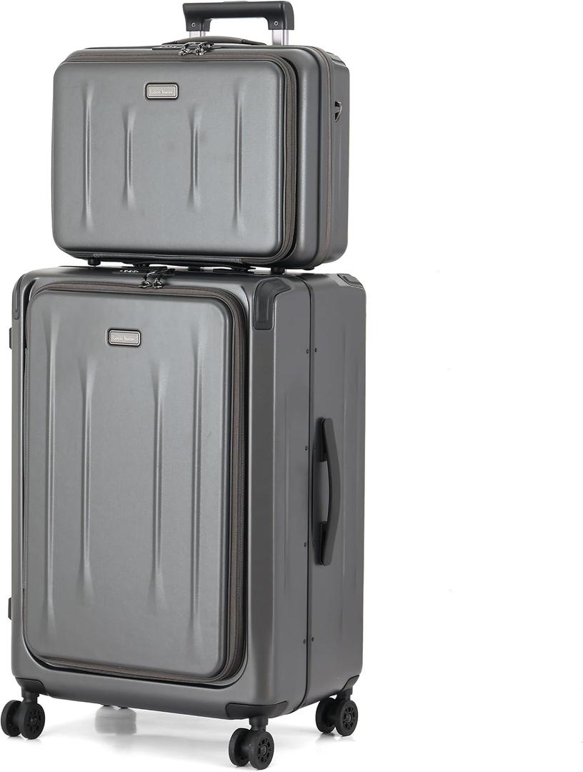 Top Opening Luggage, 16Inch & 25 Inch Airline Approved ABS+PC Hard Shell Suitcases with Silent Wheels, TSA Lock,Front Pocket and Wet-dry Separated Six-piece Set(Grey)