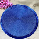 15 Inch Christmas Table Place Mats Set of 4 Shiny Round Woven Placemats for Home Kitchen Dining Decor BLUE