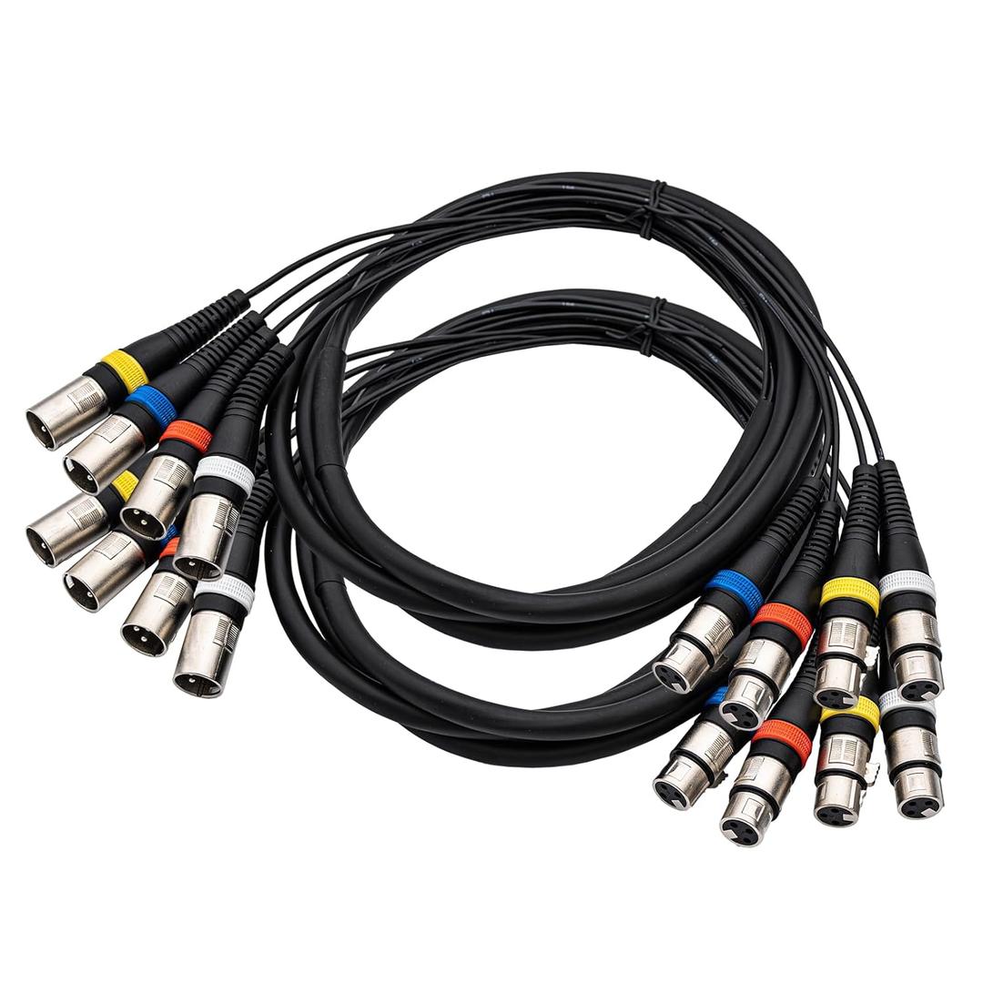 2Pack 4 Channel XLR Snake Cables 3FT, 4 Colored XLR Male to Female Microphone Patch Cable, Pro Audio Recording Snake Cable for Recording,Live, Stage, Studios