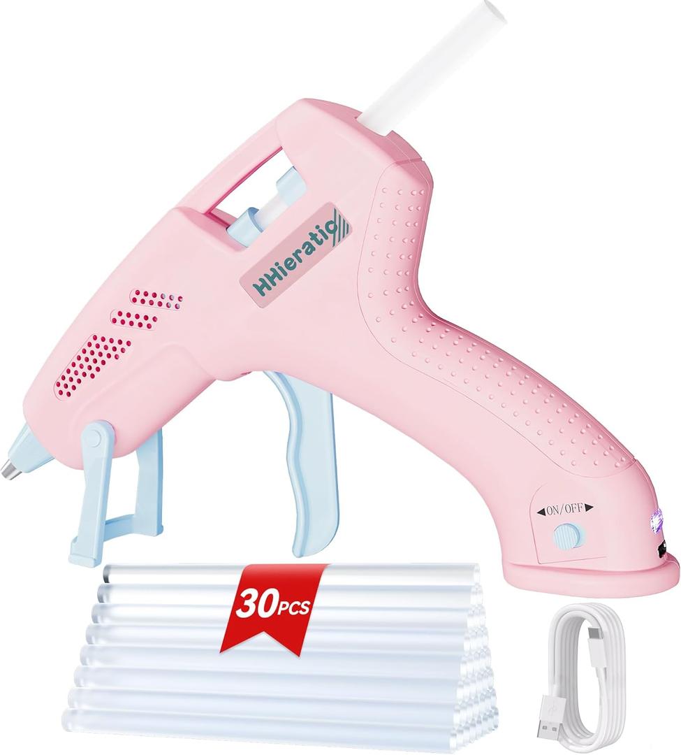 Mini Hot Glue Gun with 30 Sticks,Glue Gun Kit with USB Charge,Fast Preheating 20W Hot Glue Gun Kit Craft Glue Guns for Craft, DIY, Repairs