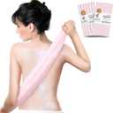 Yiclick Exfoliating Body Scrubber, Back Scrubber for Shower Bath, Japanese Scrub Wash Cloth, Exfoliating Washcloth Towel for Men Women, Body Exfoliator Loofah Luffa Sponge Net Rag Back Washer (Pink)