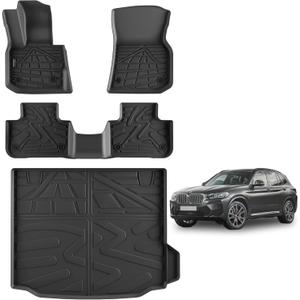 KARPAL Floor Mats & Cargo Liner Fit with 2018-2025 BMW X3 & with 2019-2025 BMW X4, 1st & 2nd Row & Cargo Mats for sDrive30i xDrive30i M40i X3M X4M, (Only for car Without Spare tire) (NOT fit X3 30e)