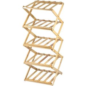 4/5 Tier Foldable Shoes Shelf Bamboo Simple Shoe Rack Household Retractable Multifunctional Storage Rack Saves Space (5 Layers)