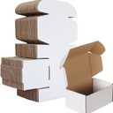 HORLIMER 6x4x3 inches Shipping Boxes Set of 50, White Corrugated Cardboard Box Literature Mailer