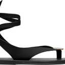 Molozoey Strap Flip Flop Flat Sandals for Women with Metal Circular Ankle Strappy Ladies Fashion Cute Summer Thong Sandals Dressy.