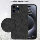 MZELQ for iPhone 15 Pro Case, Silicone Floral Flower Rose Cute Pattern, Camera Protection Soft Slim Phone Case for Phone Case -Black