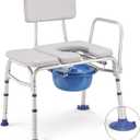 GreenChief Bedside Commode Chair 500 LBS, Padded Transfer Bench for Bathtub with Arms and Backrest, Heavy Duty Tub Shower Chair Adjustable Bath Seat for Inside Shower for Elderly Disabled
