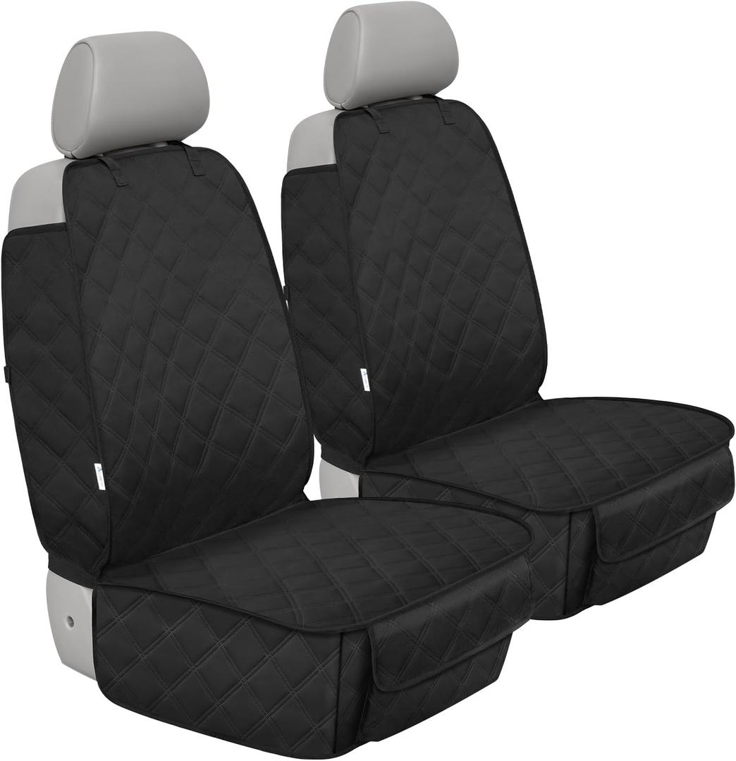 ALLANSING Front Seat Cover for Dogs with Side Flaps, Heavy Duty 900D Waterproof Car Seat Cover, Protects from Dirt & Scratches, for Pets & Daily Use, Fits Cars SUV Trucks Minivans (2-Pack) (Black)