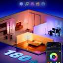 luckystyle RGBICW Floor Lamp, 1500Lumen Smart Floor Lamps with Music Sync and 16 Million DIY Colors, Dimmable Modern Floor Lamps with Remote and Bluetooth APP Control LED Lamp for Bedroom Living Room