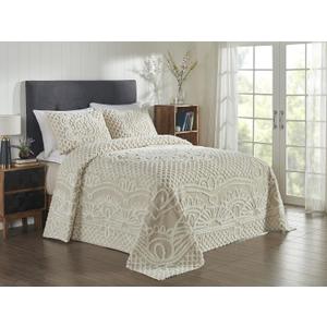 Better Trends Chenille Bedspreads Set Full/Double Size, Ardent Collection Medallion Design in Beige - Lightweight bedspreads, 100% Cotton Tufted Cotton Bedspreads