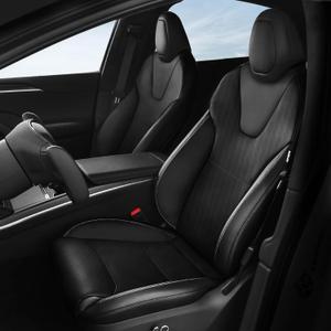 FREESOO Customized Seat Covers for Tesla Model X 5 Seats 2020 2021 2022 2023 Faux Leather Seat Covers Full Set Accessories - Black