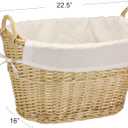 Household Essentials Wicker Laundry Basket with Handles, Handwoven Willow, Removable and Washable Liner, Great for Carrying Laundry or Storing Linens