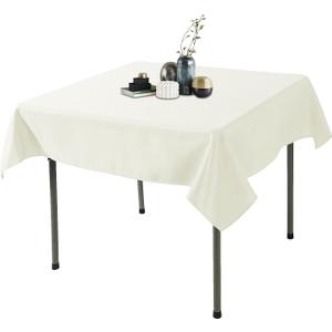 Ascoza 2pack 52x52 Inch Ivory Square in Polyester Fabric Tablecloth for Wedding,Banquet,Restaurant and Parties