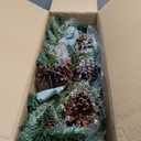 27 Inch Christmas Swag for Front Door, Xmas Christmas Mailbox Swag Decoration with Pinecone and Fern, Artificial Decorative Swag with Light Hanging Holiday Decor for Indoor Outdoor Window Wall (Bullhorn)