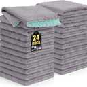 Mordimy 24 Pack Kitchen Cloths Dish Towels (10" x 10", Grey & Green), Super Soft and Absorbent Dish Cloths, Coral Velvet Microfiber Cleaning Cloth, Nonstick Oil Fast Dry Dishcloths