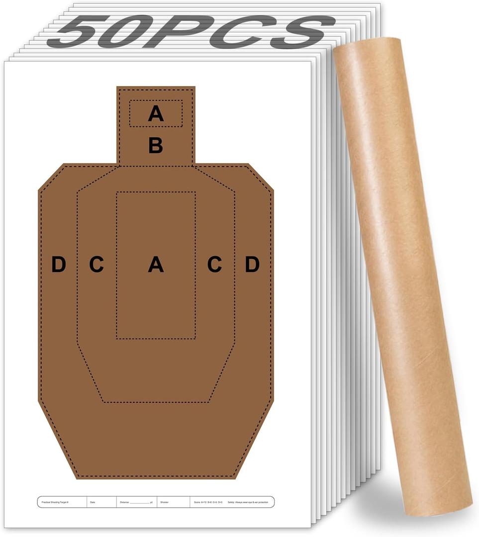 50-Pack 23" x 35" Practice Paper Targets - Crease-Free Rolled Packaging Heavy-Duty 100g Paper Silhouette Shooting Targets Pistol, Rifle, Handgun, Shotgun Shooting Range Training Practice, 35x23 Inch