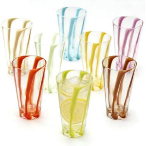 Drinking Glasses (Set Of 8) 22 Oz Plastic Reusable Cups, BPA Free Stackable Water Tumblers Dishwasher Safe Colored Clear Glassware for Kitchen, Cocktail, Ice Coffee, Tea, Juice, Beer