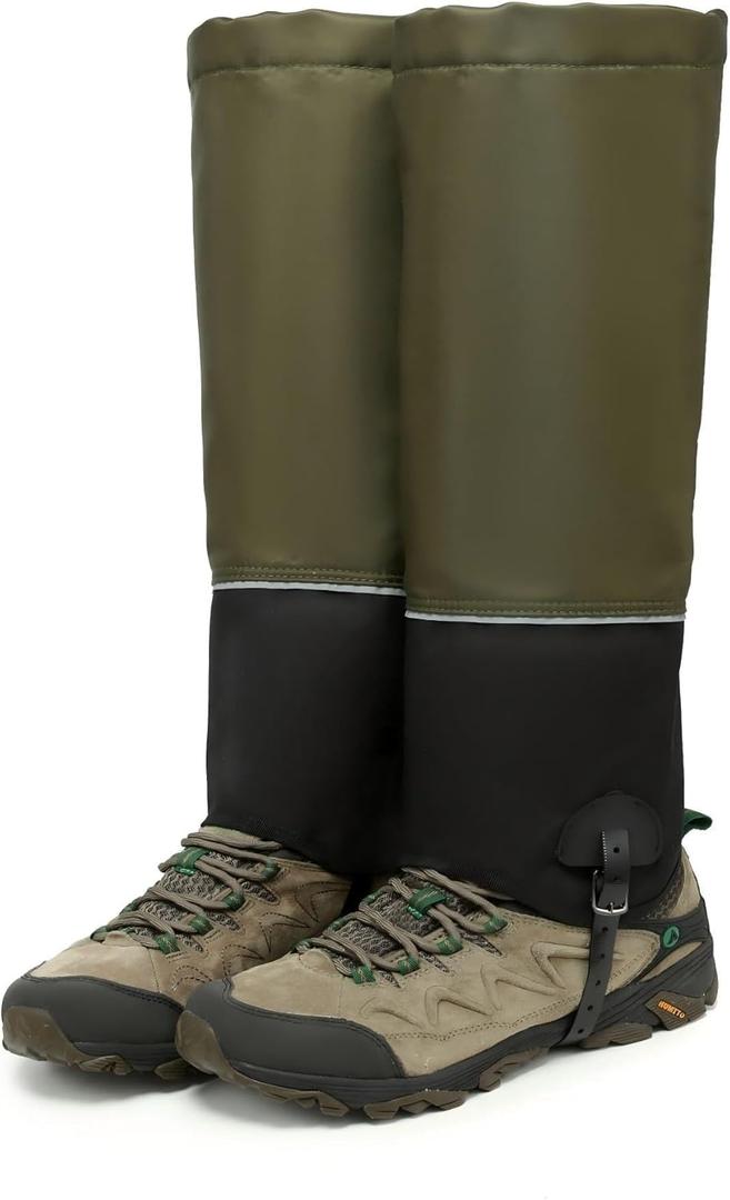 Leg Gaiters for Men Women - Waterproof Winter Hiking Gear Upgraded TPU, Wide Size Compatibility & Reflective Strips, Boot Gaiters for Hiking Hunting Skiing Climbing Walking (L)