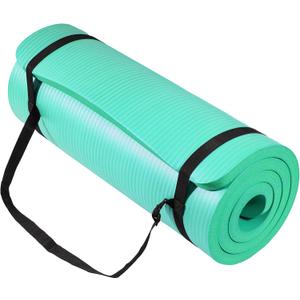 Signature Fitness Extra Thick High-Density Foam Yoga Mat Multiple Thicknesses (1/2" & 1") / Multiple Colors Double-Sided Non-Slip Surface with Carrying Strap for Pilates, Yoga & Home Workouts