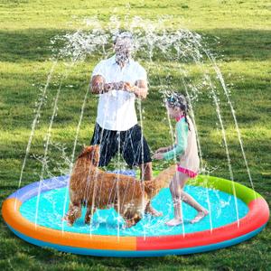 SLOOSH Non-Slip Splash Pad Sprinkler - Outdoor Water Play Toys Backyard Fountain Mat for Toddlers Kids Dogs, Thickened Sprinkler Outside Pool Party Durable for Girls Boys Pets, (72in, Multicolor)