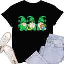 Womens St Patricks Day Shirt Lucky Shamrock Paddy's Day T-Shirt Irish Clover Tee Tops (Medium, Black)