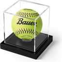 Softball Display Case, Clear Acrylic Cube Softball Case, UV Protected Ball Holder Showcase, Softball Stand Box for Signed Balls Memorabilia (1 Pack)