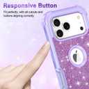 LONTECT for iPhone 17 Pro Case Glitter Sparkly Bling 3 in 1 Shockproof Heavy Duty Hybrid Sturdy High Impact Protective Cover Case for Apple iPhone 17 Pro 6.3 inch 2025,Purple