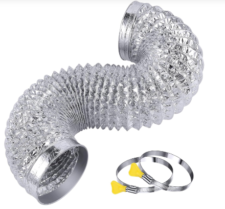 Heavy Duty 4"Flexible Dryer Vent Exhaust Duct Hose 3 Feet for Tight Space, Extra Thick(6-ply) Aluminum Foil Ducting Kit with 2 Key Hose Clamps D