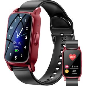 Fall Detection Smart Watch for Seniors with GPS Tracking, SOS Alert & HD Video Call, Waterproof Fitness Tracker for Dementia/Alzheimer’s, 4G Safety (Casual, Red)
