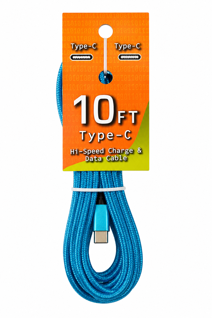 10 Ft, Phone Charger, Type C  Blue