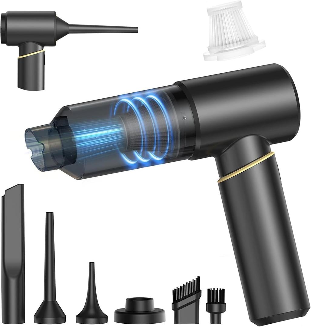 BSRCO Hand Held Vacuum Cordless Rechargeable: 15000PA Powerful Suction Hand Held Car Vacuum Cleaner,1.25 lbs Lightweight & Washable Filter Air Duster and Vacuum Cleaner for Home, Car,Pets