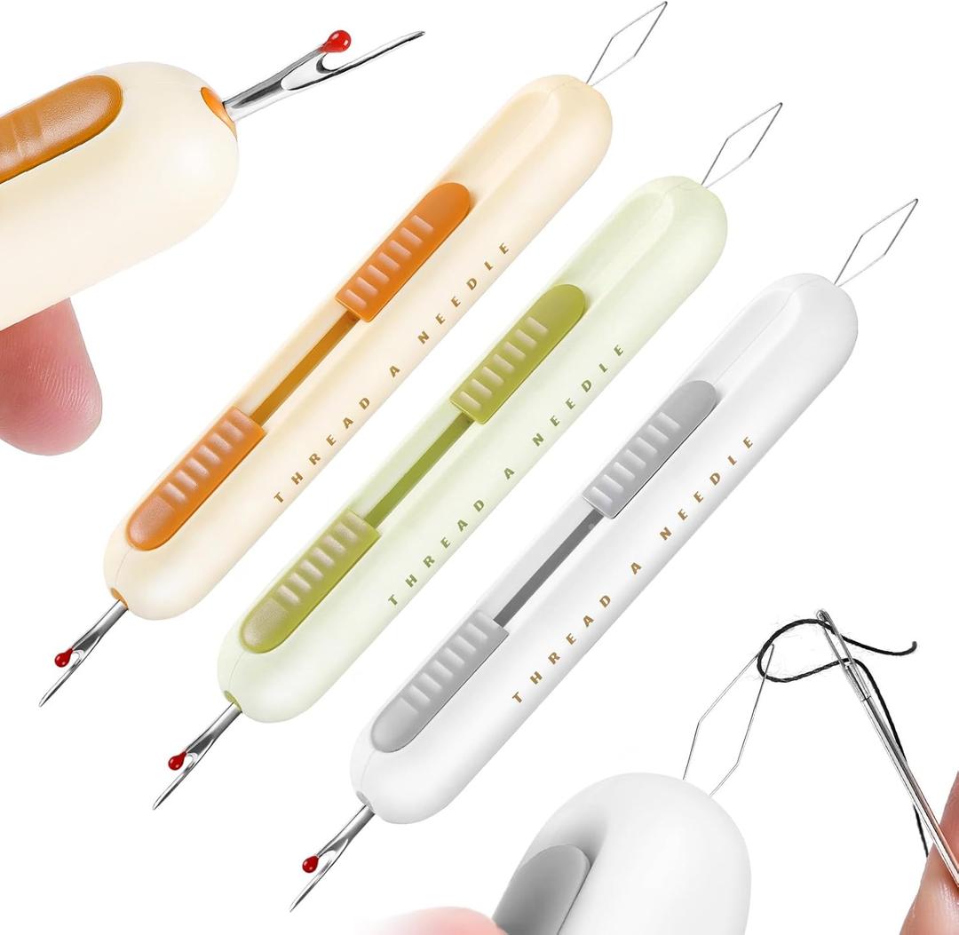 3 Pack Upgraded 2 in 1 Automatic Needle Threaders Seam Ripper,Sewing Machine Needle Threader Tool,Dual-End Design for Easy Threading, Unthreading, Fabric Crafting and Sewing Supplies