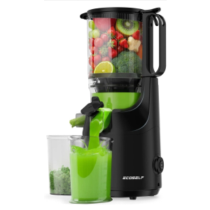 Juicer Machine with 4.35" Wide Mouth, Aeitto Cold Press Juicer Machine for Fruits and Vegetables, Slow Masticating Juicer Whole Fruit Juice Maker, High Juice Yield, Easy to Clean with Brush, Coal