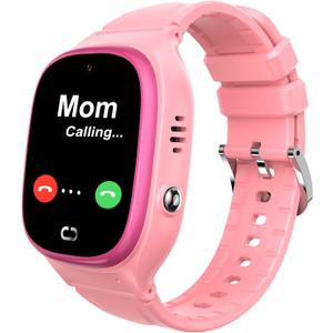 Kids Smart Watch with GPS Tracker,Waterproof Smartwatch for Kid with Voice Chat Call Pedometer SOS Camera Alarm Clock 12hrs Time HD Touch Screen Birthday Gifts for 3-12 Years Girls Boys (Pink)