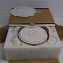 Stoneware Dinnerware Sets Service for 4, 12 pcs Reactive Glaze Plates and Bowls Sets, Embossed Boho Ceramic Dish Set, Highly Chip and Crack Resistant Farmhouse Plate Set, Ivory White