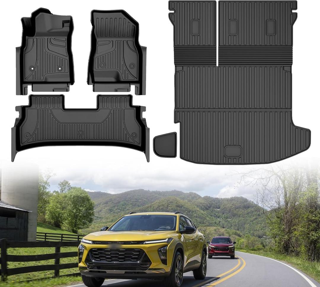 TTX LIGHTING Floor Mats & Cargo Liner & Backrest Mat for 2024 2025 2026 Trax - 1st and 2rd Row Car Mats for 2024-2026 Trax - All Weather Cargo Tray Interior Accessories for Trax LS/1RS/LT/2RS/ACTIV