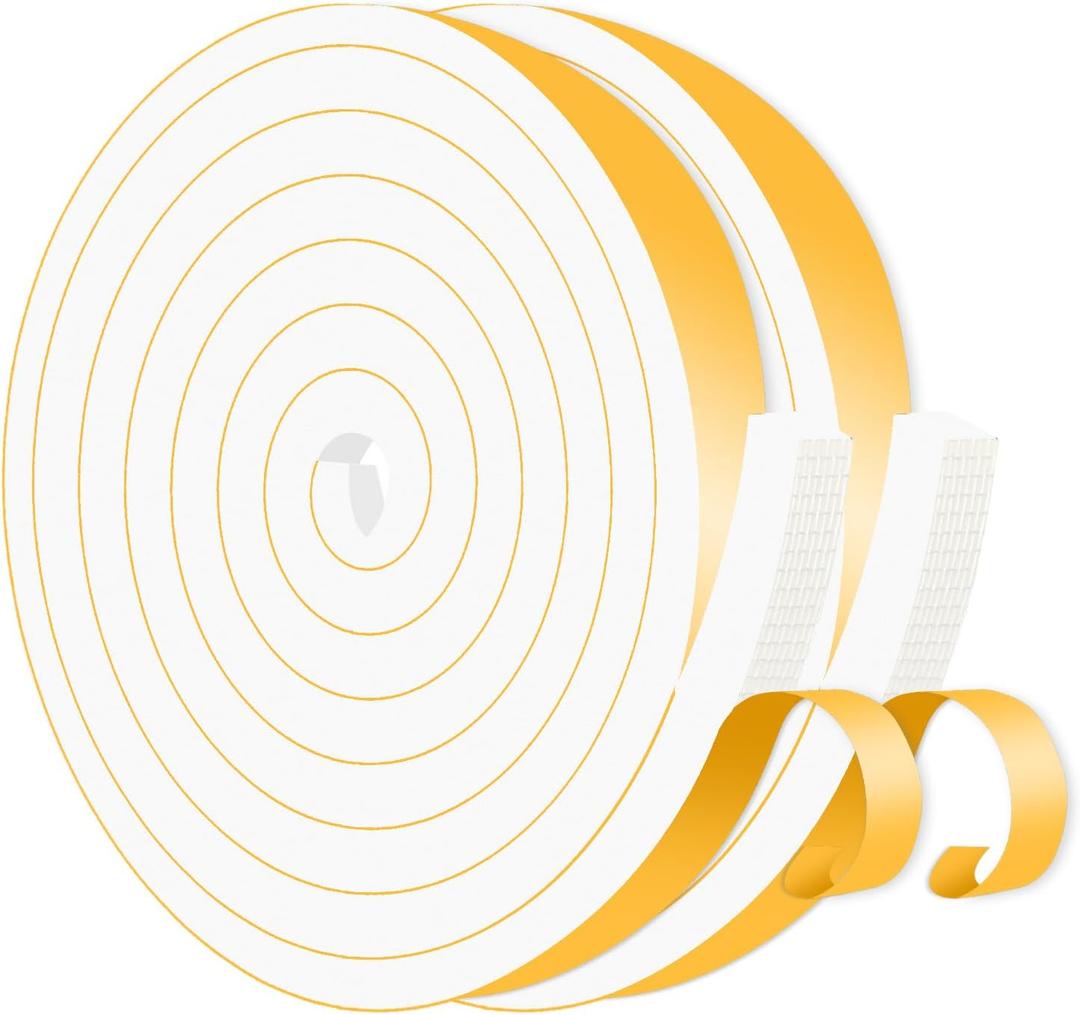 Weather Stripping Door Seal Strip, Window Insulation for Winter, Insulation Tape Roll for Insulating Door Frame, Window, Air Conditioner (White,1/2 in x 1/2 in x 26Ft)