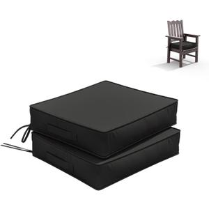 Outdoor Chair Cushions Patio Funiture Seat Cushion 18.5 L X 16 W X 4 H Waterproof & Fade Resistant Sofa Couch Chair Pads with Handle & Adjustable Straps Set of 2