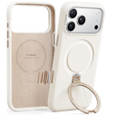 TORRAS Q3 Silicone 360 Spin for iPhone 17 Pro Case with Stand, Fit for MagSafe, Magnetic Ring Kickstand with Camera Control, Liquid Silicone Rubber Soft Phone Case for iPhone 17 Pro 6.3'', Light Ivory