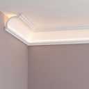 Pushglossy 8 Pcs Round 47.24"(Total 31.5 Ft) Ceiling Crown Molding with LED Duct Kit for Seamless Ambient Waterproof Lighting Channel for Easy LED Trim Moulding Strip Installation