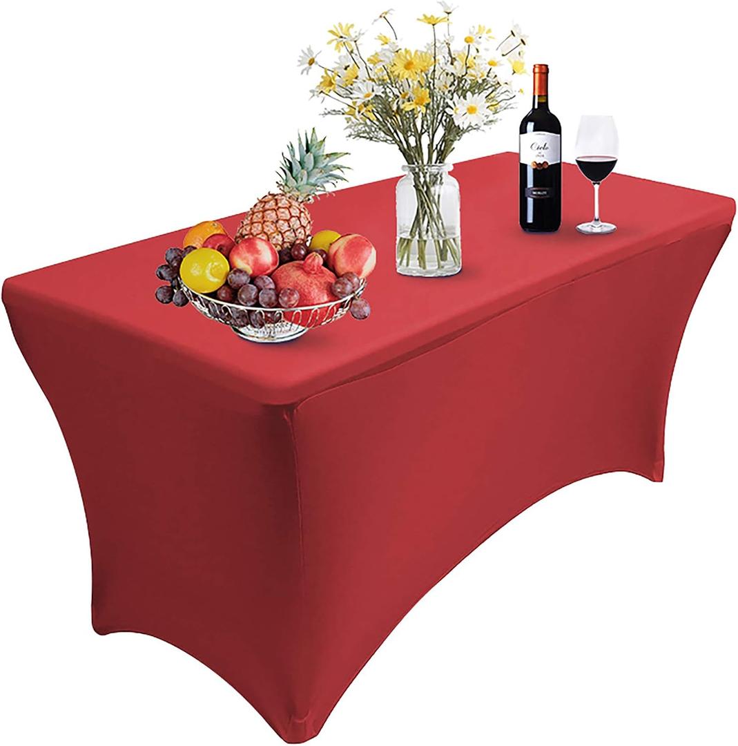 1 Pack Stretch Spandex Table Covers for Rectangular Tables,4FT Elastic Fitted Tablecloth,Universal Rectangular Table Cloth Protector for Outdoor Party,Wedding,Bar,Birthday,Banquet,Events