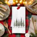 Winter Christmas Tree Kitchen Towels, Rustic Xmas Tree Dish Tea Towels for Kitchen Decor, Winter Holiday Farmhouse Christmas Hand Towel for Bathroom Decor, 16x24 Inches