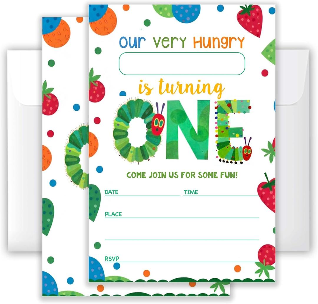 4x6 1st Birthday Invitations (20 Cards + 20 Envelopes) – Book-Themed Toddler Party Invites.(073)