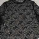 Women Lace Mesh Bow Top Long Sleeve Mock Neck See Through Shirt Polka Dot Embroidered Sheer Layering Tops (Medium, Black)