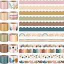 Geyee 12 Rolls 394 ft Boho Bulletin Board Borders Bohemia Bulletin Board Decorations Colorful Rainbow Aesthetic Trim for School Classroom Wall Decor
