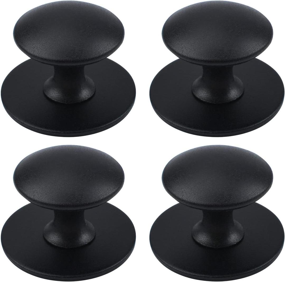 MOROBOR Adhesive Cabinet Knobs, 4pcs Self-Stick Instant Kitchen Cabinet Knobs Drawer Pulls Stainless Steel Drawer Knobs for Windows, Wardrobes, Cabinets, Drawers (Matte Black)